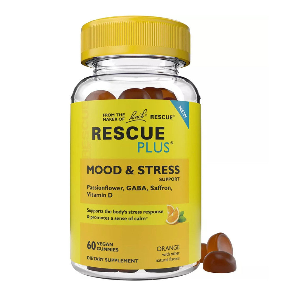 Bach Rescue Plus Mood And Stress Support Gummies Dietary Supplement, Orange, 60 Ea